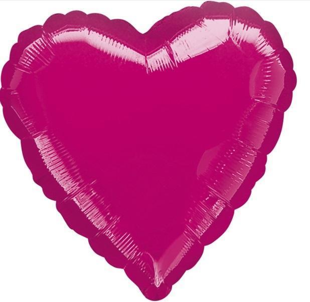 Actual product image Magni Foil Balloon Heart 43cm fuchsia metallic (5x)