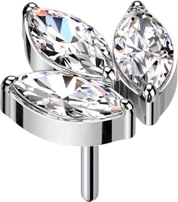 Produktbild Star Piercing Threadless silber drei Ovalen Kristalle silber (Titan, ohne Messing)