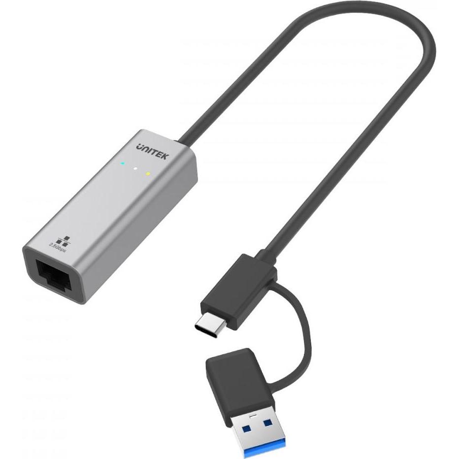 Unitek ADAPTER USB-A/C - RJ45 2.5G ETHERNET (M/F) (1.80 m), Netzwerkkabel