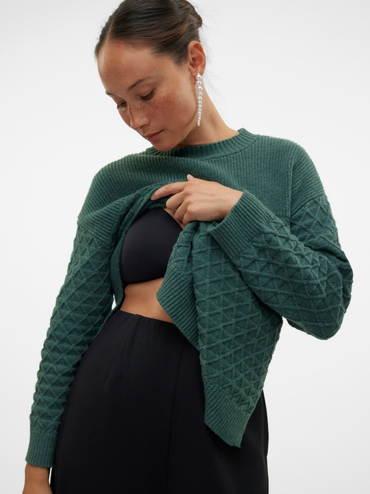 Image du produit Mamalicious Coupe normale Col rond Poignets côtelés Épaule basse Pull-over en maille (XXL)