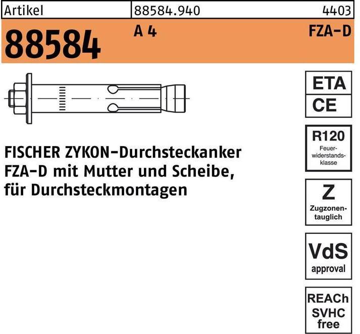 Produktbild Fischer Zykon-Durchstecka. FZA 18x130 M12 D/50A4 (10 Stk.)