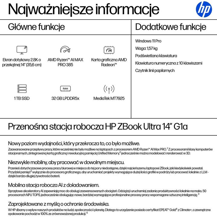 Nutritional values and ingredients HP ZBook Ultra 14 inch G1a Mobile Workstation PC (14", 1000 GB, 32 GB, UK, Armada 385)