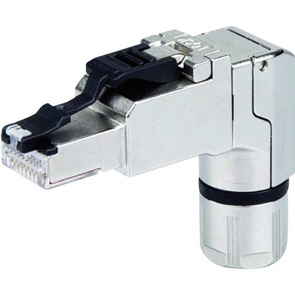 Telegärtner RJ45 Stecker gewinkelt, feldkonfektionierbar, Elektronikkabel + Stecker, Schwarz