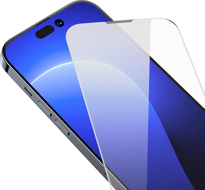 Actual product image Baseus All-glass Crystal Tempered Glass EasyStick Film (Cellular Dust-proof) iP14 (Pack of 2) (2 pcs., Apple iPhone 13, Apple iPhone 13 Pro, Apple iPhone 14 Pro)