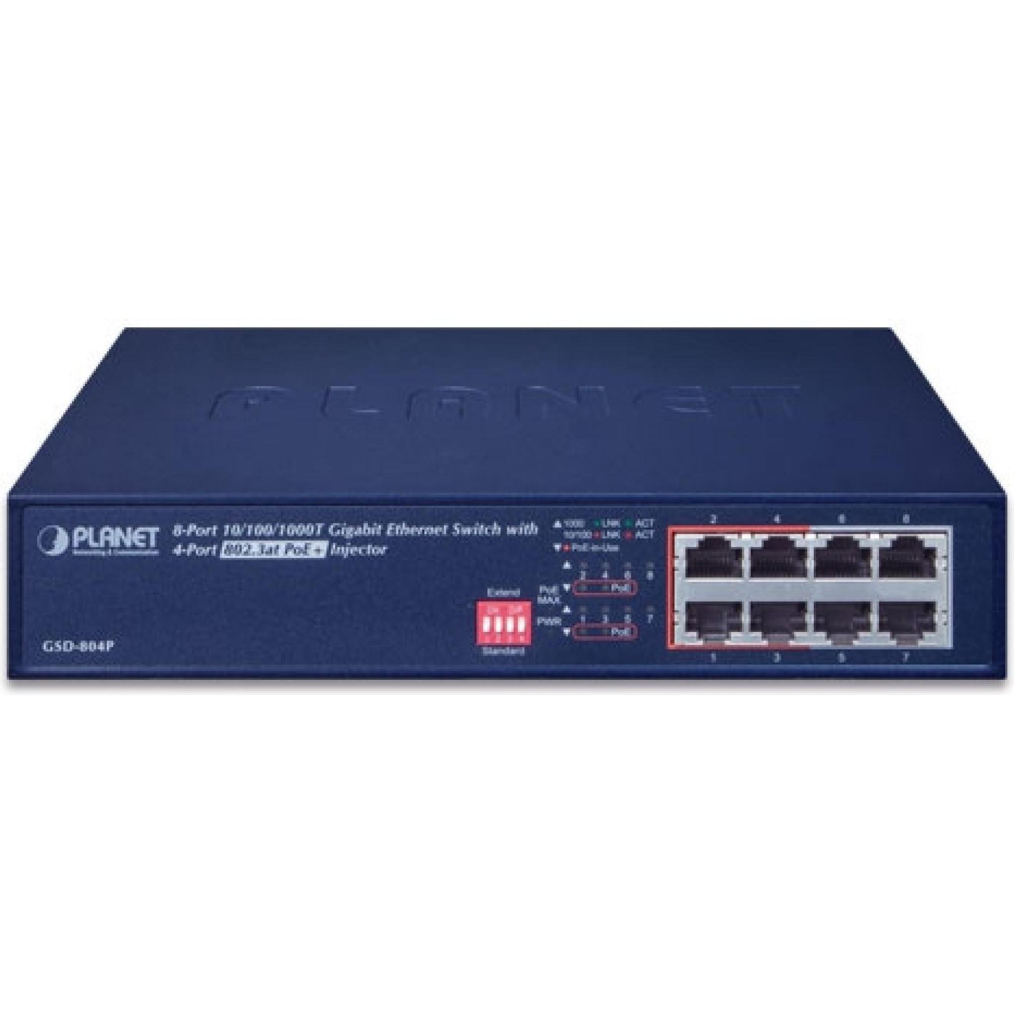 Thumbnail - Planet Gsd-804p (8 Ports), Netzwerk Switch, Schwarz