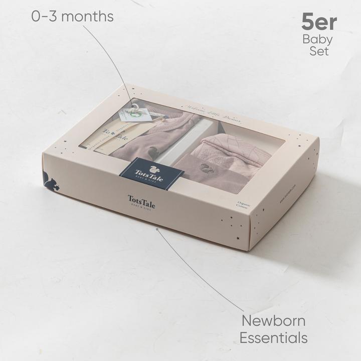 Actual product image TotsTale Premium 5-teiliges Babyset aus Bio-Baumwolle – für Neugeborene – Hose, Mütze, Body u.m. (50, 56, 62, 68)