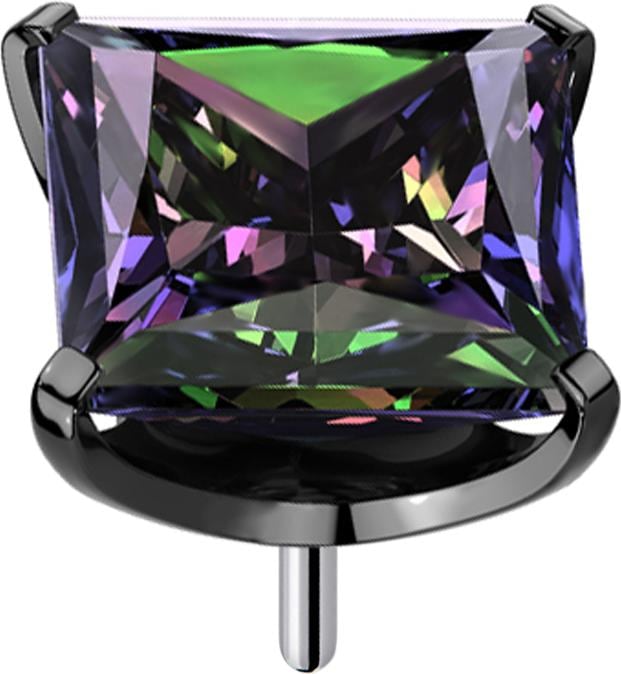 Produktbild Star Piercing Threadless schwarz mit quadratischem Kristall dunkel multicolor gefasst (ohne Messing, Titan G23)