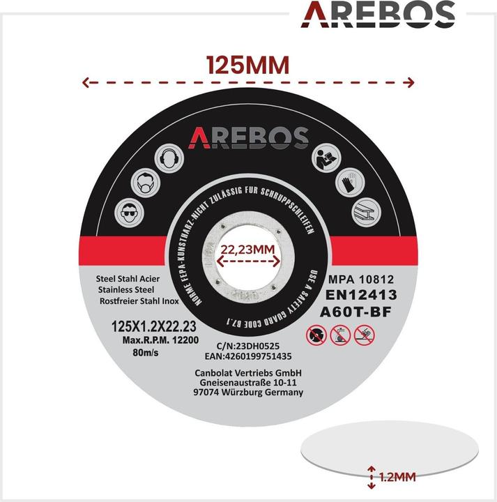 Produktbild Arebos Trennscheiben