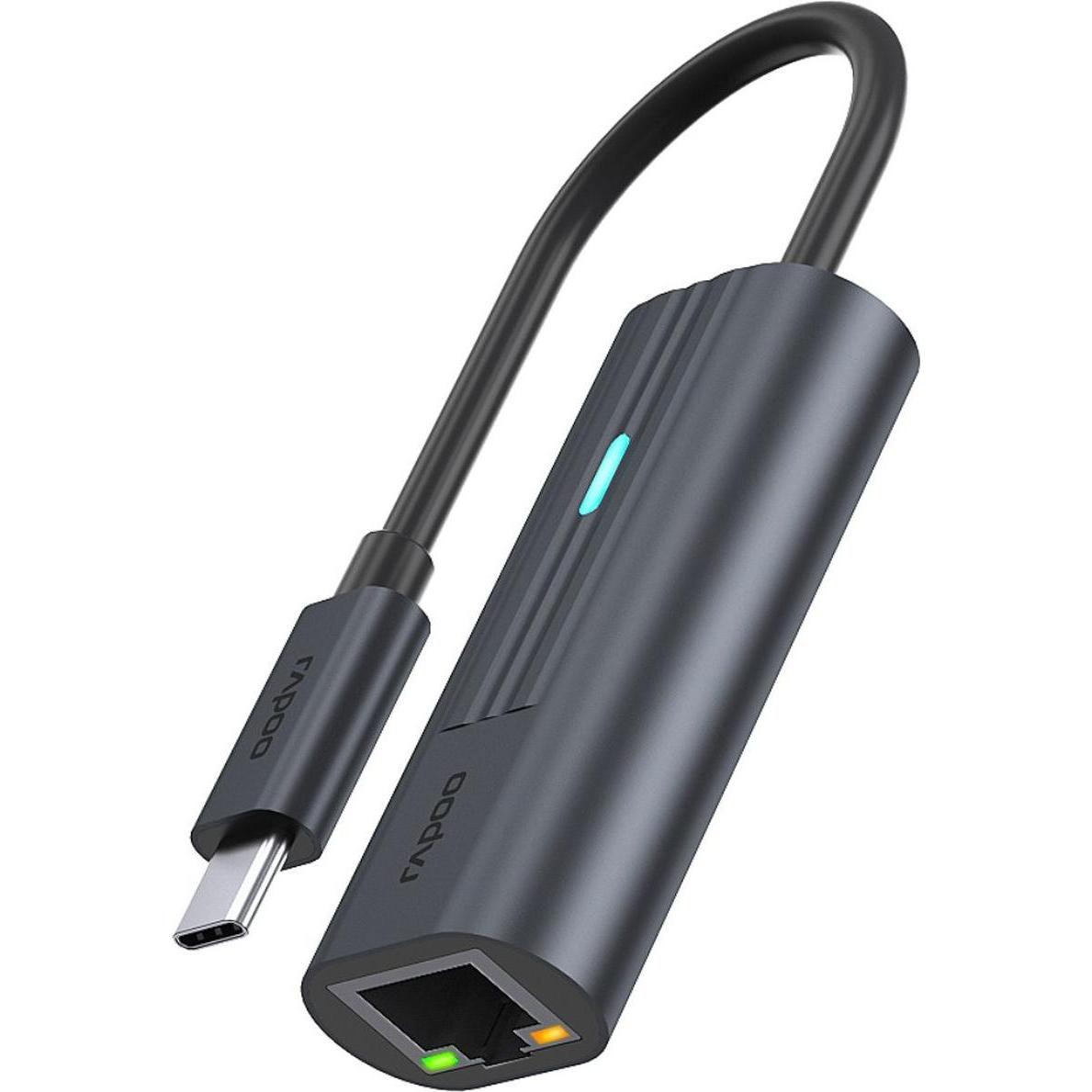 Rapoo Adattatore USB-C USB-C auf Gigabit LAN (USB-C, RJ45 Gigabit Ethernet (1x)), Adattatore di rete, Nero