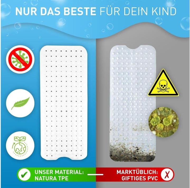 Immagine prodotto Flipline Badteppich rutschfest, BPA-frei 40 x 100 cm, Weiss (40 x 100 cm)