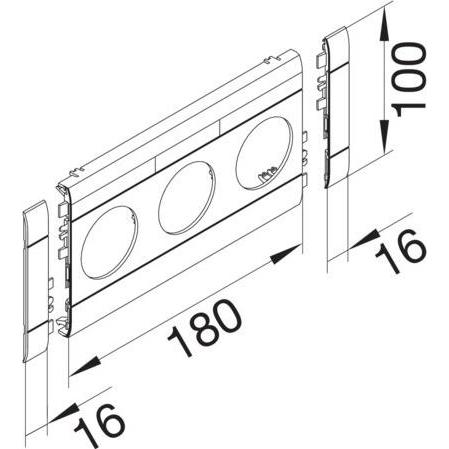 Thumbnail - Hager, Kabelschutz + Kabelführung, Blende 3f Steckdose GB10030K9010 hfr zu BR 100mm reinweiss (212 mm)