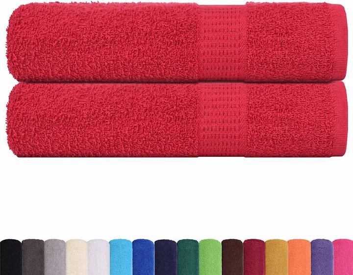 Image du produit vidaXL Serviettes 2 pcs. Rouge 50x100 cm 360 g/m² 100% coton Serviette de bain (50 x 100 cm)