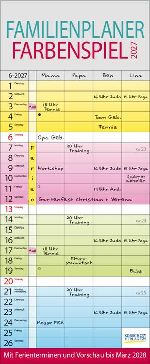 Produktbild Familienplaner Farbenspiel 2027