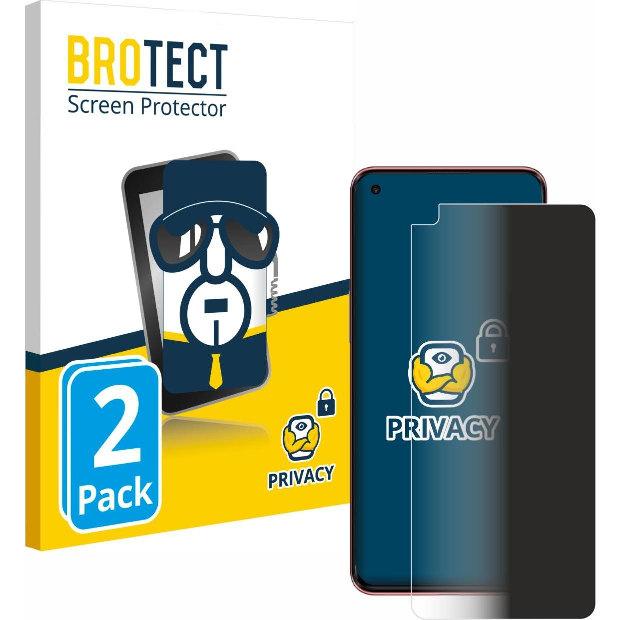 BROTECT Sichtschutzfolie Anti-Spy Privacy Folie Blaulicht-Schutz (2 Stück, OnePlus Nord 2 5G), Smartphone Schutzfolie, B...