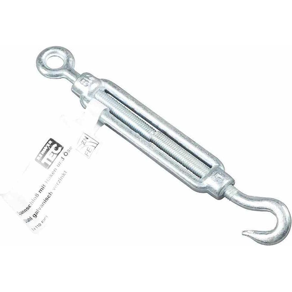 Rewwer Tec, Seil + Kette Zubehör, Spannschloss M12x125 mit Haken und Öse, verzinkt, mit EAN-Fähnchen
