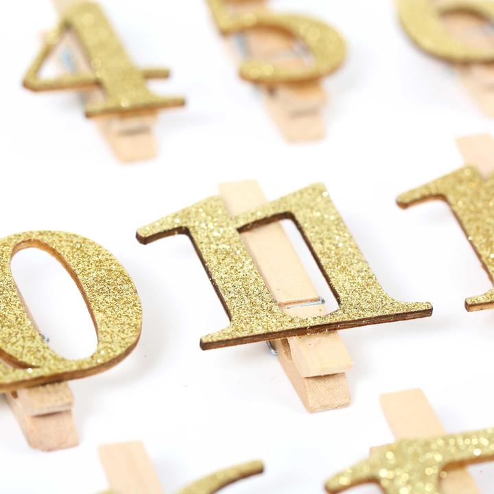 Papierdrachen Numeri di legno glitterati con clip