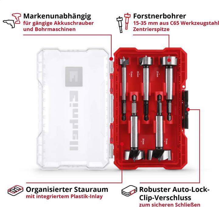 Produktbild Einhell 706003 Forstnerbohrer-Set 15 mm, 20 mm, 25 mm, 30 mm, 35 mm 1 Set (35 mm, 15 mm, 30 mm, 20 mm, 25 mm)