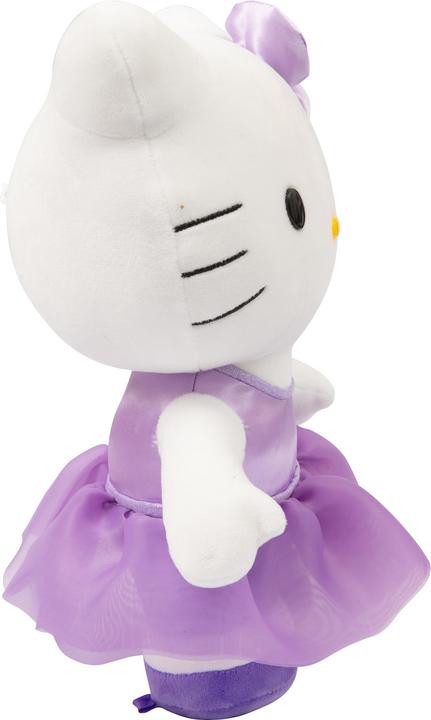 Actual product image Giochi Preziosi Hello Kitty Soft Plush Toy 30 cm High with Fashionable Outfit, Purple Satin Dress an (30 cm)