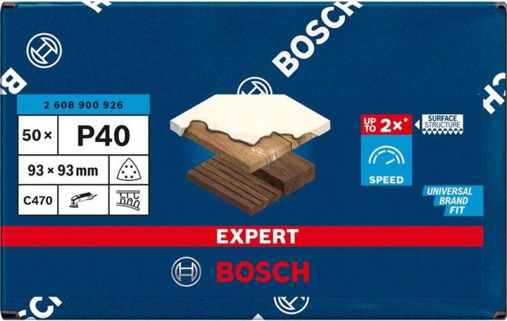 Produktbild Bosch Professional Zubehör EXPERT C470 Schleifpapier für Deltaschleifer, 93 mm, G 40, 50 Stück (40)