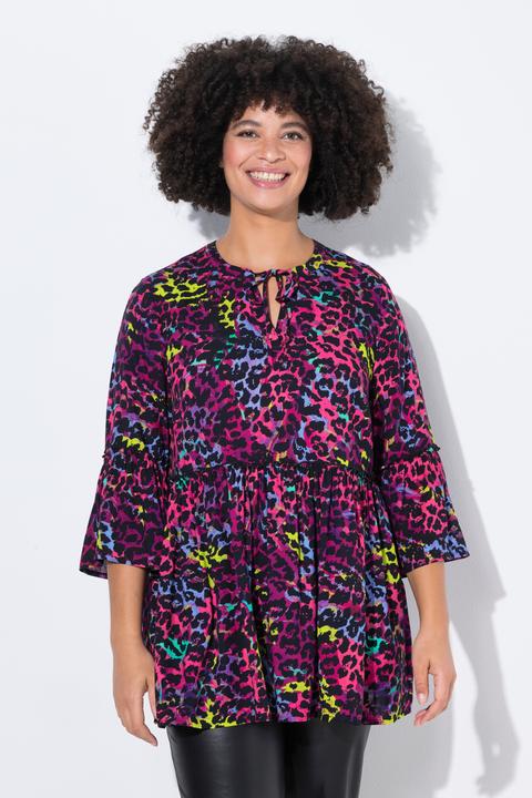 Image du produit Angel of Style Bluse, A-Linie, farbiger Leo-Print, Volants (50)