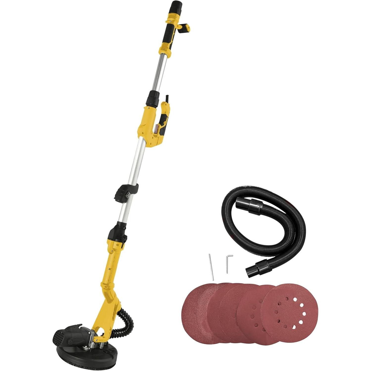 Gude, Rettificatrice + lucidatrice, Levigatrice per cartongesso con disco rotondo e delta, telescopica, 710 W, 230 V, set accessori (710 W)