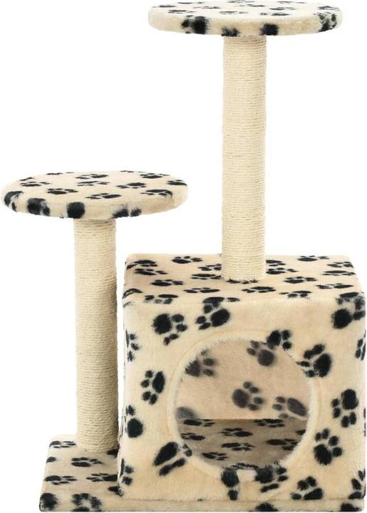 Produktbild vidaXL Kratzbaum (60 cm, Beige mit Pfoten-Muster)