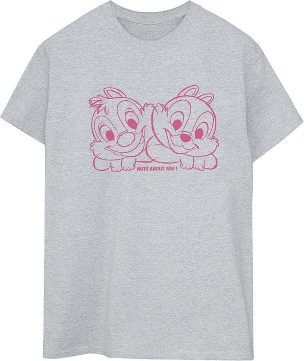 Actual product image Disney Womens/Ladies Chip 'n' Dale Nuts About You Cotton Boyfriend T-Shirt (3XL)
