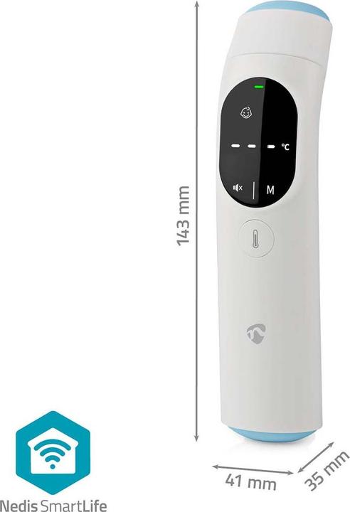 Produktbild Nedis SmartLife Infrarotthermometer | LED-Anzeige | Ohr / Stirn | Weiss (Ohr, Stirn)