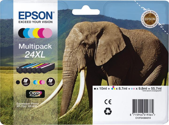 Produktbild Epson T2438 Elephant (M, C, Y, LC, LM, BK)