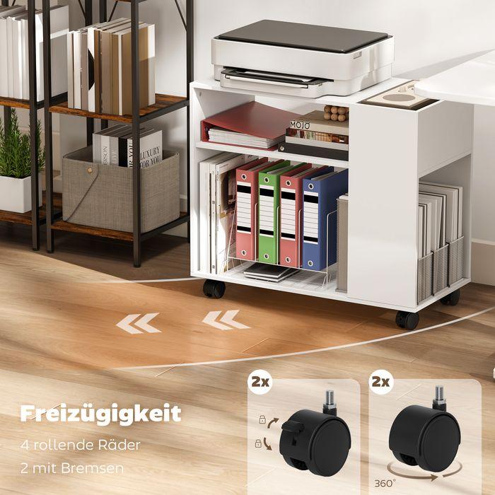 Actual product image Swisshandel24 Druckertisch, unterteiltes Fach, Ablageflächen, 70x34x60cm, Weiss (70 x 34 x 60 cm)