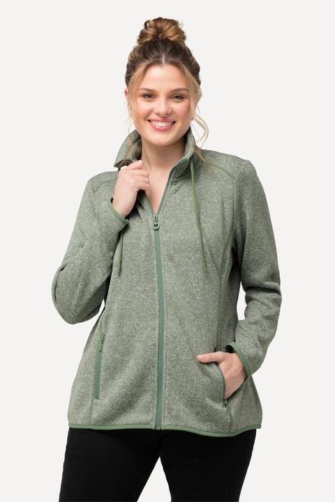 Image du produit Ulla Popken Veste en maille polaire, motif losantes, col montant et poches zippées (56)