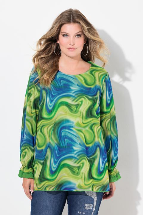Produktbild Miamoda Bluse, Mesh mit Alloverdruck, weiter Langarm (50)