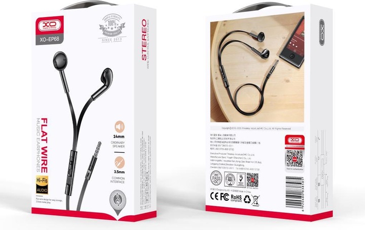 Actual product image xO wired earphones EP68 jack 3,5 mm black (Cable)