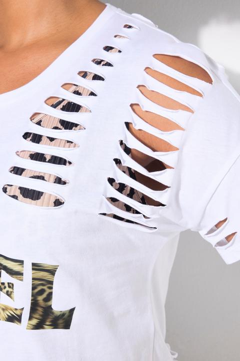 Produktbild Angel of Style T-Shirt, Komfort Fit, Schlitze, Leo-Schriftzug (56)