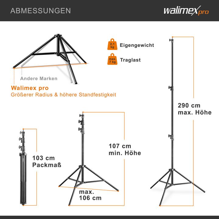 Produktbild Walimex pro Pro Lampenstativ AIR, 290cm (290 cm, 7 kg)