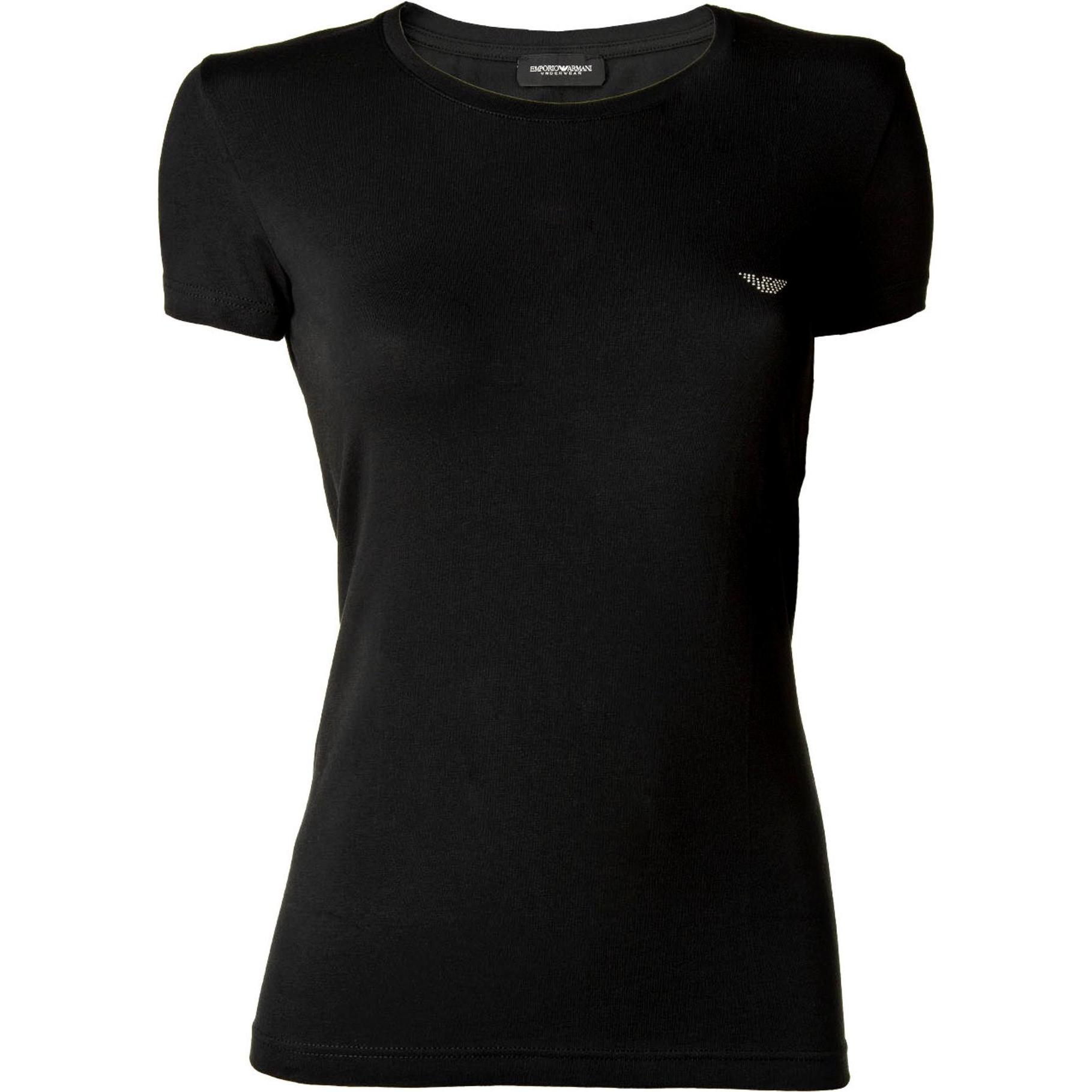 Emporio Armani, Damen, Shirt, T-Shirt Homewear Figurbetont, Schwarz, (L)
