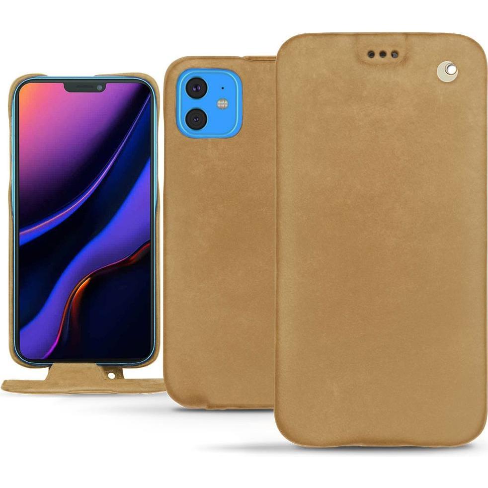 Noreve Lederschutzhülle vertikal (Apple iPhone 11), Smartphone Hülle, Braun