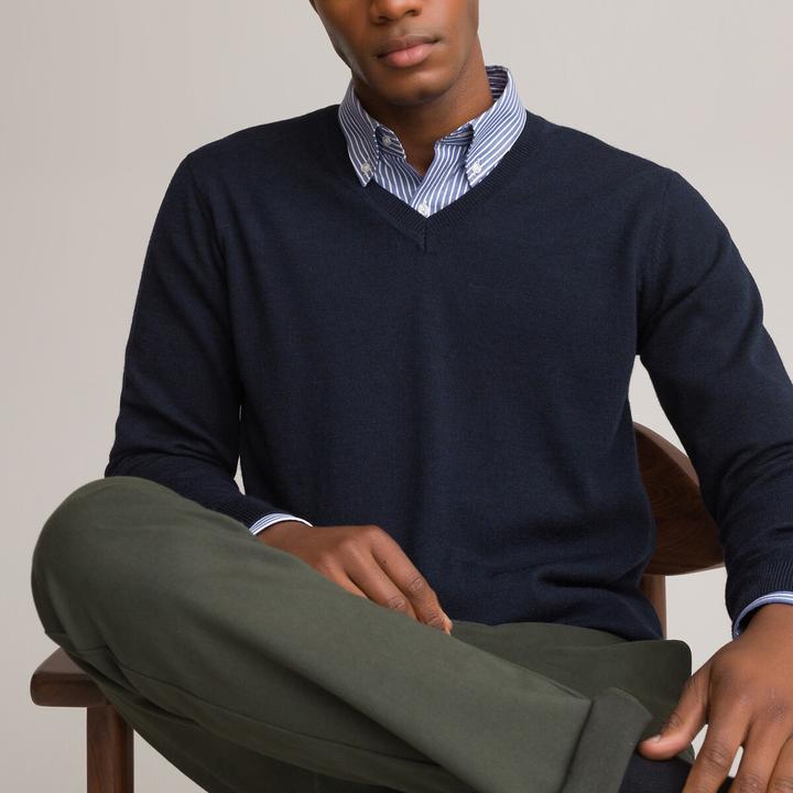 Image du produit La Redoute Collections Pull en V en 100& laine mérinos (L)