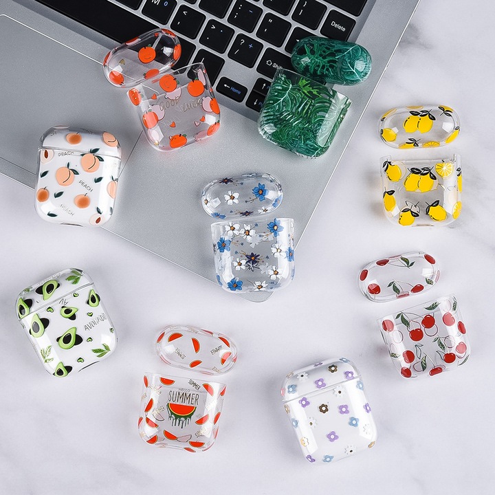 Actual product image PhoneLook Coque transparent fleurs bleues (Headphone sleeve)