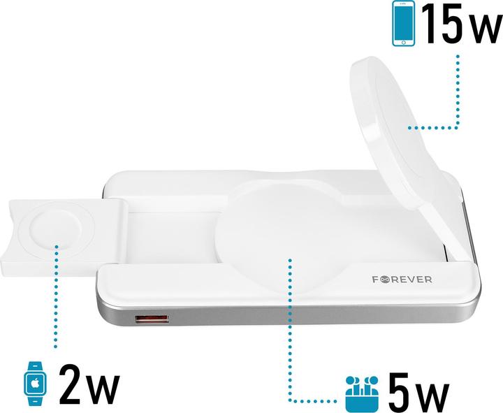 Actual product image Forever wireless power bank MATB-300 10000 mAh 3in1 white (10000 mAh, 15 W)