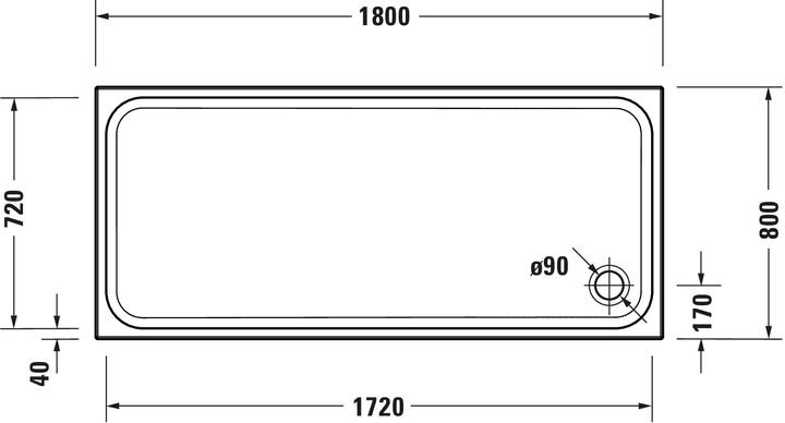Produktbild Duravit Rechteck-Duschwanne D-CODE weiss 1800x800x85mm