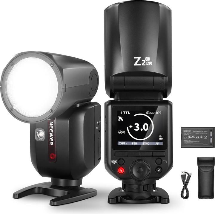 Immagine prodotto Neewer Z2PRO-C TTL Round Head Flash Speedlite With 3000mAh Lithium Battery (Attacco del flash, Canon)