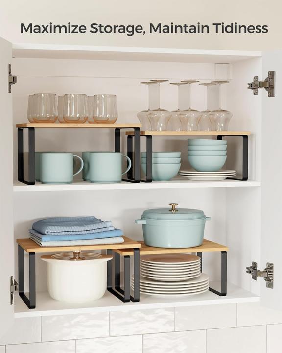 Actual product image Songmics Cupboard organiser shelf set of 2 (17 x 19.5 x 15.5 cm, 17 x 18.5 x 14 cm)
