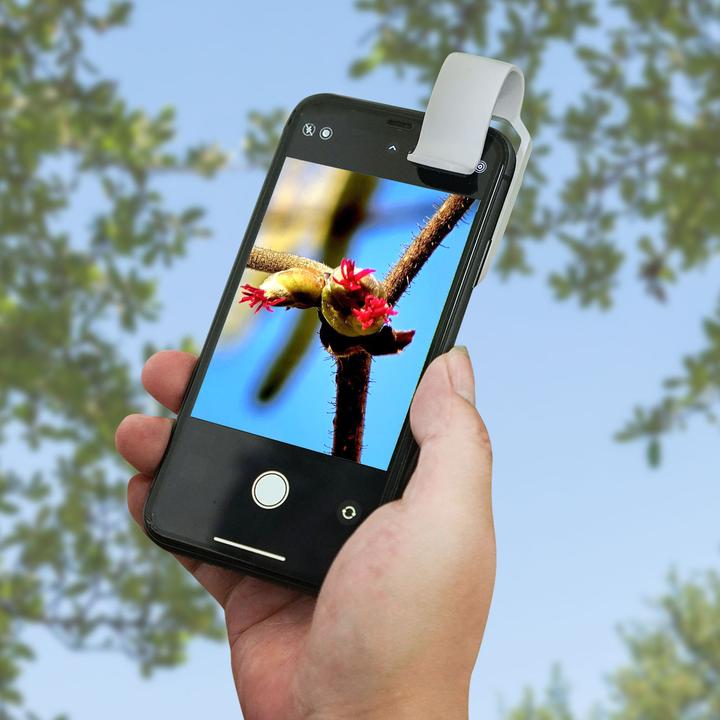 Image du produit Ideoon Mikroskop-Vorsatzlinse für Smartphones&Tablets, 200-fache Vergrösserung, 6 LEDs, weiss
