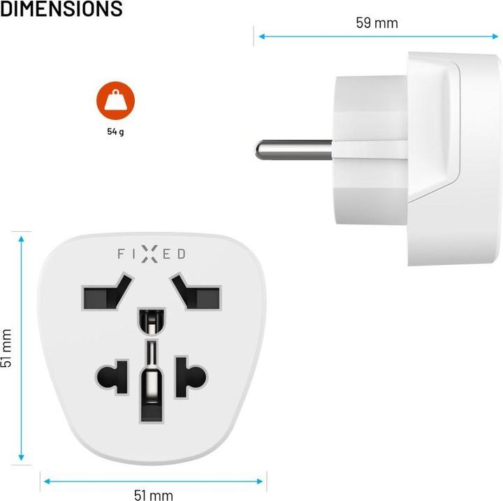 Actual product image Fixed EU Adapter, white