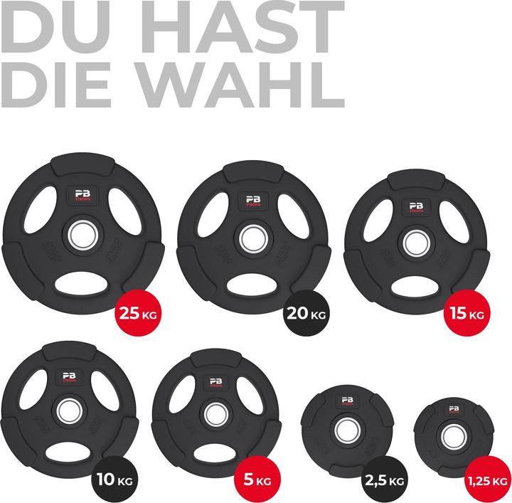 Perform Better PB Strong 3-Handle Weight Plate Rubberised Black (pcs) (1 x 25 kg)
