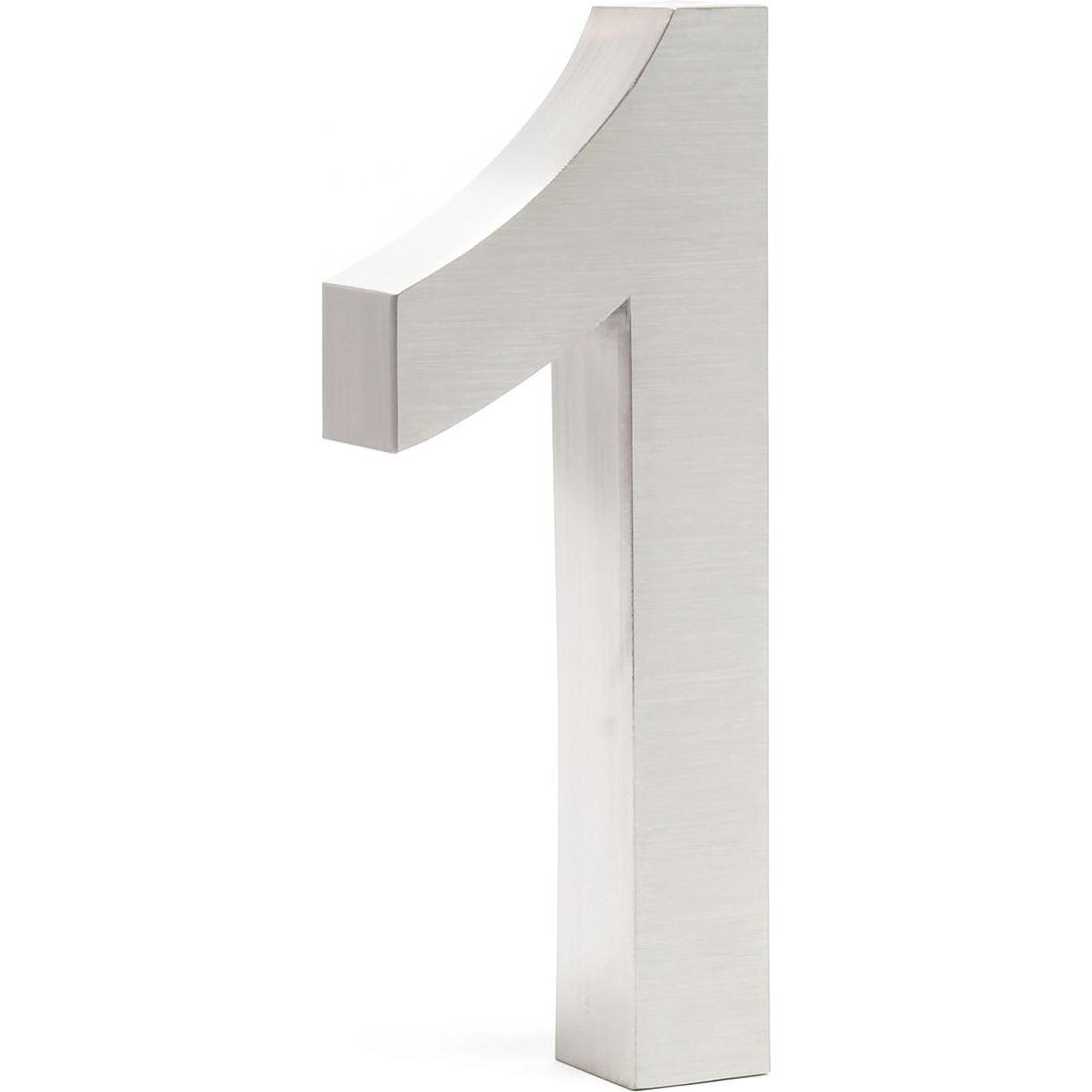 Wiltec, Hausnummer + Türschild, Hausnummer 1 Edelstahl Hausnummer modern 3D-Design rostfrei