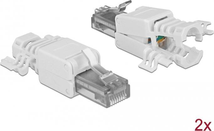 Actual product image Delock RJ45 plug, UTP, Cat.6A, 2 pieces (Network cable plug)