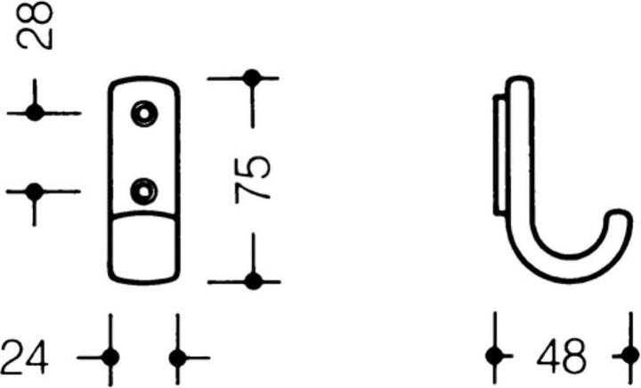 Produktbild Hewi Garderobenhaken 477.90.060 einfach Ausladung 47 mm Polyamid 99 reinweiss Höhe 72 mm