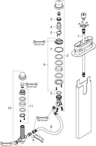 Produktbild Axor Grundkörper für 3-Loch-Wannenrandmischer